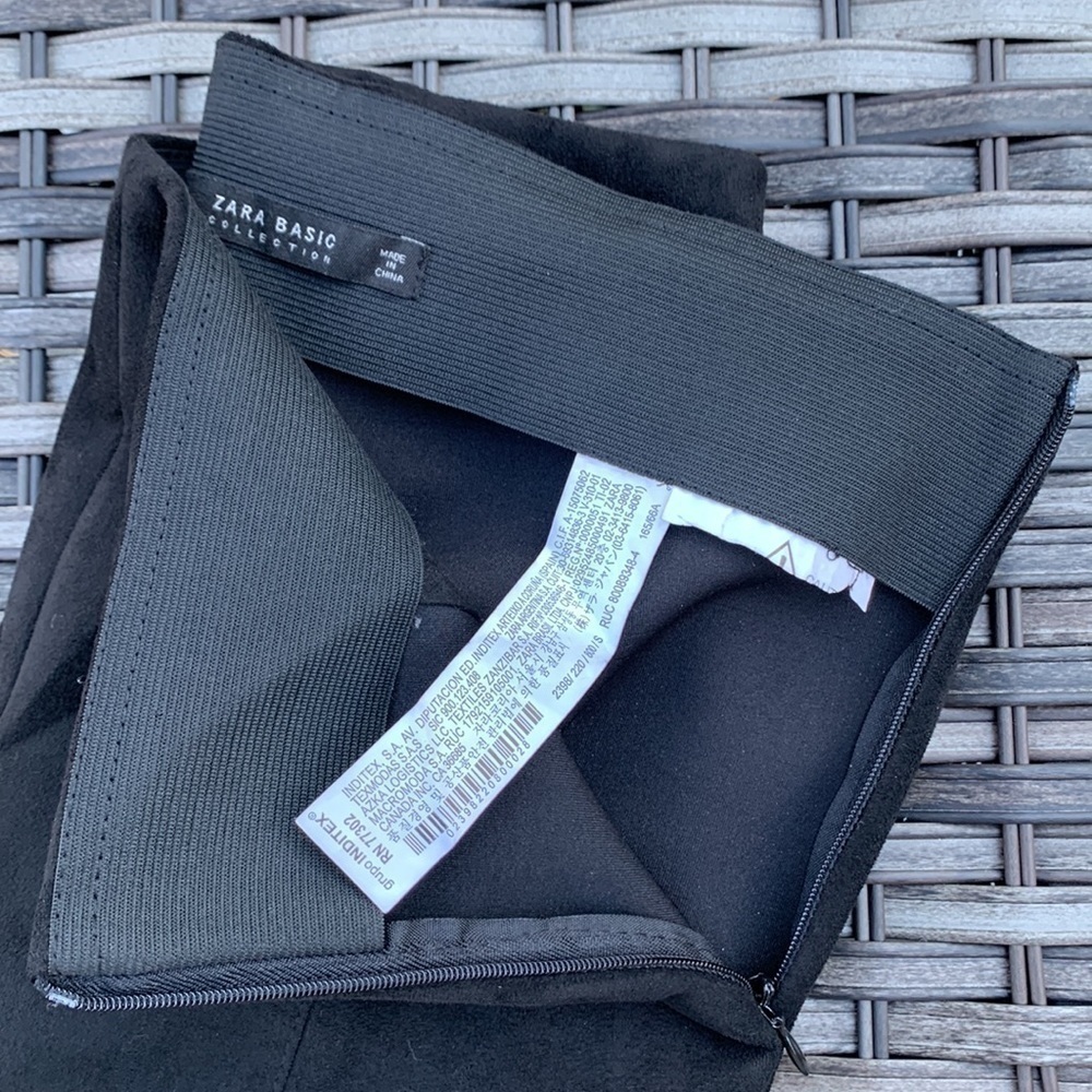 Zara Basic Collection Black Microsuede Skinny Pan… - image 5